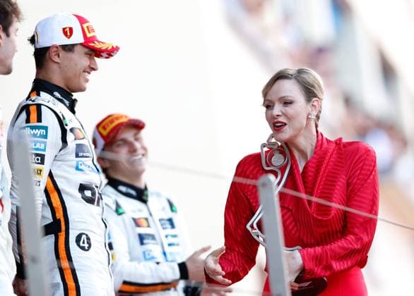 4 Lando Norris GBR, McLaren F1 Team , Princess Charlene of Monaco, F1 Grand Prix of Monaco at Circuit de Monaco on May 25, 2025 in Monte Carlo, Monaco Photo by HOCH ZWEI Monte Carlo Monaco