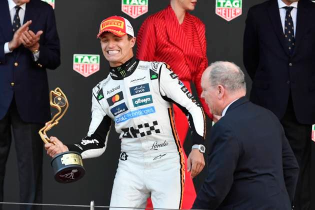 25th May 2025; Circuit de Monaco, Monte Carlo, Monaco; Formula 1 Tag Heuer Grand Prix of Monaco 2025; Race Day; Winner Lando Norris of Great Britain driving for McLaren F1 Team on the podium  ActionPlus12794083 BestxImages