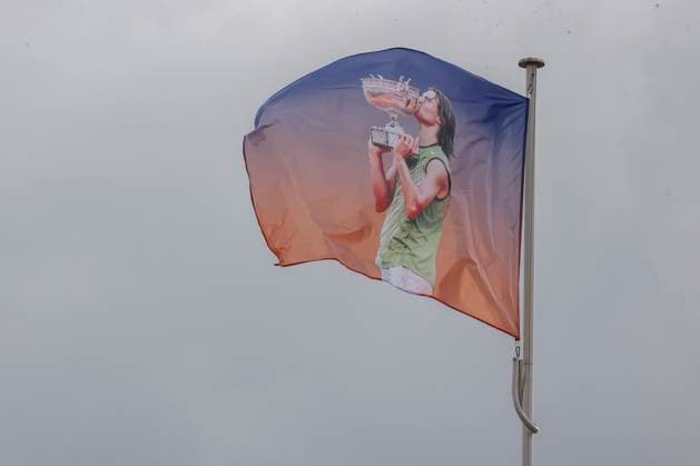 May 25, 2025, Paris, Paris, France: Flag representin RAFA during the tribute ceremony to Rafael Nadal in the tennis Grand Slam of Roland Garros 2025, at Roland Garros Stadium - on May 25 2025.Paris - France Paris France - ZUMAb253 20250525_zsp_b253_119 Copyright: xLoicxBaratouxx