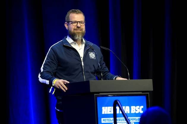 DEU, DFL, 2 FBL, Hertha BSC, Mitgliederversammlung, 25 05 2025, Messe Berlin, Berlin, DEU, DFL, 2 FBL, Hertha BSC, Mitgliederversammlung, im Bild Praesident Fabian Drescher Hertha BSC Berlin DFL regulations prohibit any use of Photographs as image sequences and or quasi video nordphotoxGmbHx xEngler nph00076