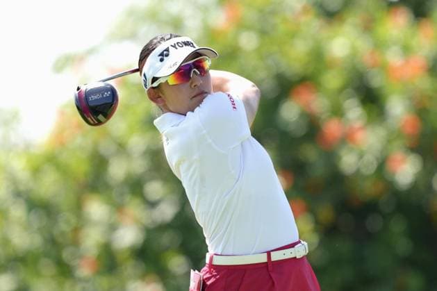 Golf: Mexico Riviera Maya Open Japan s Chisato Iwai hits a tee shot during the final round of the Mexico Riviera Maya Open at the El Camaleon Golf Course in Playa del Carmen, Mexico, on May 25, 2025.  A14AA0004599175P