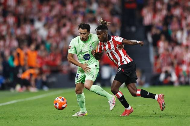 (L-R) Eric Garcia (Barcelona), Nico Williams (Bilbao), MAY 25, 2025 - Football Soccer : Spanish LaLiga EA Sports match between Athletic Club de Bilbao 0-3 FC Barcelona, Barca at the Estadio de San Mames in Bilbao, Spain. Noxthirdxpartyxsales  (291908326)