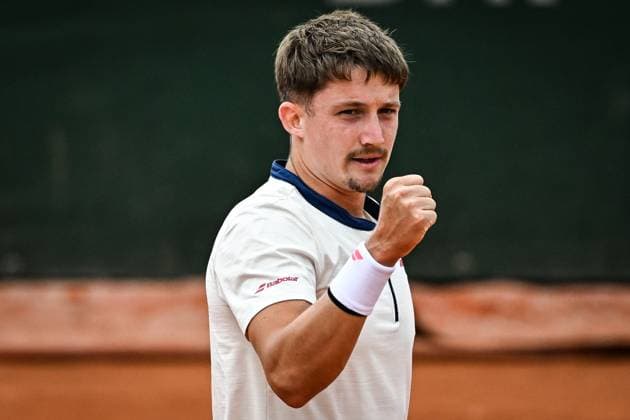 May 26, 2025, Paris, France, France: Ugo BLANCHET of France celebrates his point during the second day of Roland-Garros 2025, French Open 2025, Grand Slam tennis tournament at Roland-Garros Stadium on May 26, 2025 in Paris, France. Paris France - ZUMAm308 20250526_zsp_m308_013 Copyright: xMatthieuxMirvillex