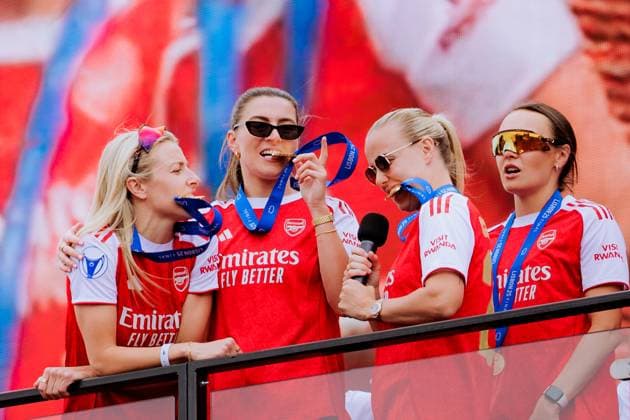 Football, Arsenal FC women celebrate winning the Champions League