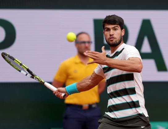 TENNIS - French Open 2025 PARIS,FRANCE,26.MAY.25 - TENNIS - ATP, Tennis Herren World Tour, French Open, Roland Garros, Grand Slam. Image shows Carlos Alcaraz (ESP).  GEPAxpictures xMichaelxRiedler