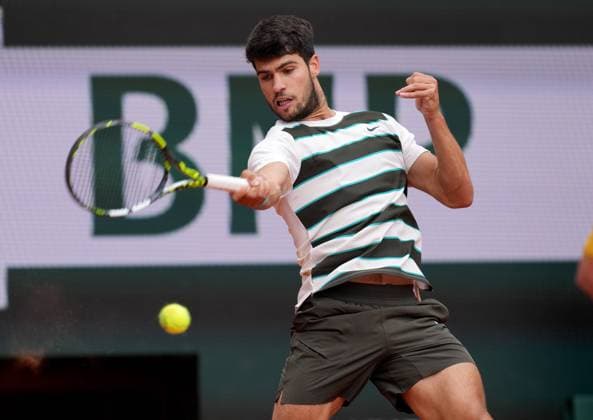 TENNIS - French Open 2025 PARIS,FRANCE,26.MAY.25 - TENNIS - ATP, Tennis Herren World Tour, French Open, Roland Garros, Grand Slam. Image shows Carlos Alcaraz (ESP).  GEPAxpictures xMichaelxRiedler