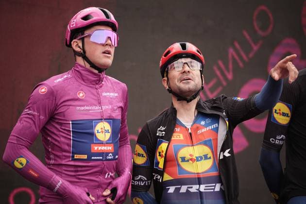 Pedersen Mads of Lidl-Trek cyclamen jersey and Mosca Jacopo of Lidl-Trek during the stage 16 of the Giro d™Italia from Piazzola sul Brenta to San Valentino (Brentonico), Italy - Tuesday, May 27, 2025. - cycling.  Copyright: xMarcoxAlpozzi LaPressex