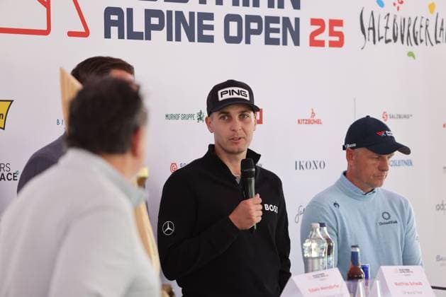 GOLF - Austrian Alpine Open HENNDORF,AUSTRIA,27.MAY.25 - GOLF - DP World Tour, Austrian Alpine Open, press conference, PK, Pressekonferenz Image shows Matthias Schwab (AUT).  GEPAxpictures xMathiasxMandl