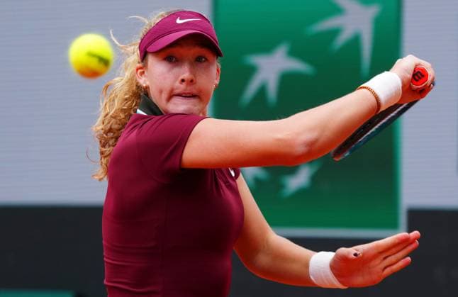 Mirra Andreeva in first round action French Open Tennis, Day Three, Tennis, Roland Garros, Paris, France - 27 May 2025 EDITORIAL USE ONLY No use with unauthorised audio, video, data, fixture lists, club league logos or live services. Online in-match use limited to 120 images, no video emulation. No use in betting, games or single club league player publications. Copyright: xJavierxGarcia Shutterstockx 15314625j
