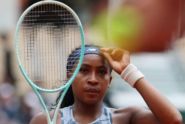 (250527) -- PARIS, May 27, 2025 -- Coco Gauff reacts during the women s singles first round match between Coco Gauff of the United States and Olivia Gadecki of Australia at the French Open tennis tournament at Roland Garros, Paris, France, May 27, 2025. ) (SP)FRANCE-PARIS-TENNIS-FRENCH OPEN-WOMEN S SINGLES GaoxJing 