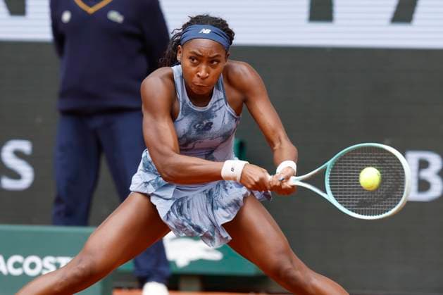 May 27, 2025, Paris, France: Coco Gauff (USA) in action against O. Gadecki (AUS) during the 2025 WTA, Tennis Damen French Open at Roland Garros in Paris, France. Gauff won 6:2, 6:2. Paris France - ZUMAb253 20250527_zsp_b253_059 Copyright: xLoicxBaratouxx
