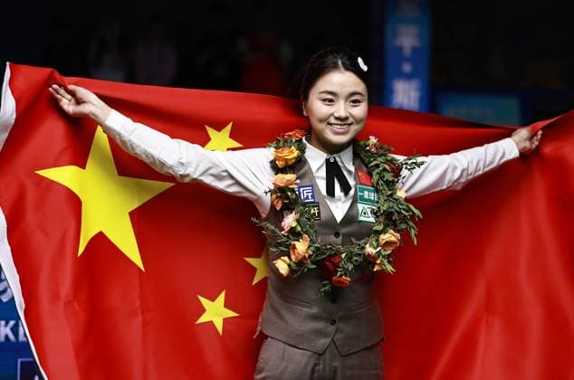 Sport Themen der Woche KW22 Bilder des Jahres 2025, Sport 05 Mai Sport Bilder des Tages (250527) -- DONGGUAN, May 27, 2025 -- Bai Yulu of China celebrates after defeating Nutcharut Wongharuthai of Thailand in the final at 2025 World Women s Snooker Championship in Dongguan, south China s Guangdong Province, May 27, 2025. ) (SP)CHINA-DONGGUAN-SNOOKER-WOMEN-CHAMPIONSHIP (CN) HuangxGuobao 
