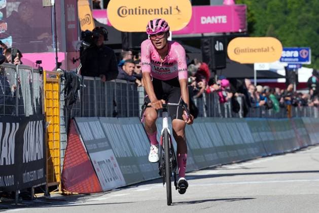 Del Toro Romero Isaac of Uae Team Emirates Xrg pink jersey during the stage 16 of the Giro d™Italia from Piazzola sul Brenta to San Valentino (Brentonico), Italy - Tuesday, May 27, 2025. - cycling.  Copyright: xGianxMattiaxD Alberto LaPressex