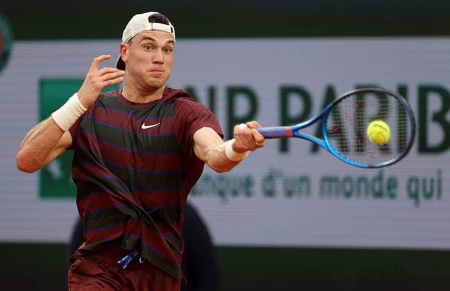 Jack Draper of GB in action French Open Tennis, Day Three, Tennis, Roland Garros, Paris, France - 27 May 2025 EDITORIAL USE ONLY No use with unauthorised audio, video, data, fixture lists, club league logos or live services. Online in-match use limited to 120 images, no video emulation. No use in betting, games or single club league player publications. Copyright: xEllaxLing Shutterstockx 15318999l