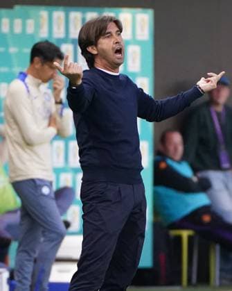 Sassuolo™s head coach Emiliano Bigica gestures during match between Inter and Sassuolo In the final fase of 2024 25 Primavera 1 Championship at the Viola Park Center in Bagno A Ripoli, Florence, center of Italy - Tuesday, May 27, 2025. Sport - Soccer  Copyright: xMarcoxBucco LaPressex
