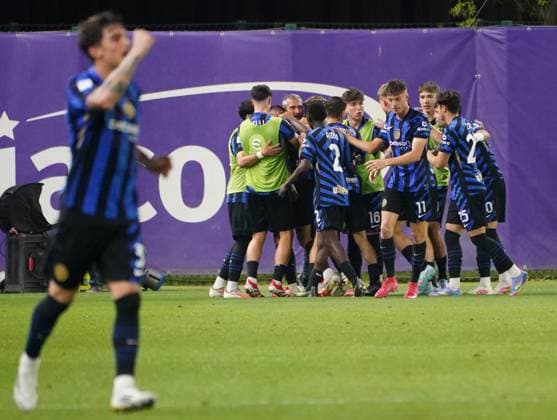 Inter™s Alessandro di Bitonto celebrates after scoring the goal of 1-1 during match between Inter and Sassuolo In the final fase of 2024 25 Primavera 1 Championship at the Viola Park Center in Bagno A Ripoli, Florence, center of Italy - Tuesday, May 27, 2025. Sport - Soccer  Copyright: xMarcoxBucco LaPressex