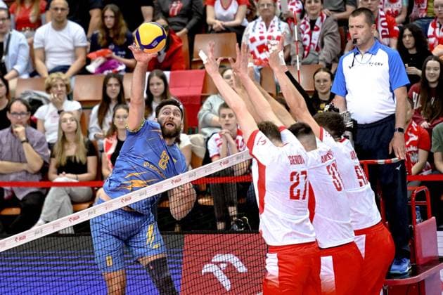 KATOWICE 28.05.2025 MECZ SIATKARZY --- TURNIEJ SILESIA CUP: MECZ POLSKA - UKRAINA --- MENS VOLLEYBALL MATCH: POLAND - UKRAINE N Z DMYTRO YANCHUK MICHAL GIERZOT FOT. PAWEL PIOTROWSKI 400MM.PL NEWSPIX.PL --- newspix.pl 