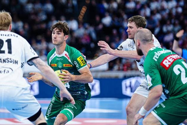 Stephan Seitz SC DHfK Leipzig, 44 , Magnus Landin THW Kiel, 07 GER, THW Kiel vs SC DHfK Leipzig, Handball, Bundesliga, Matchday, 31, Season 2024 2025, 28 05 2025 GER, THW Kiel vs SC DHfK Leipzig, Handball, Bundesliga, Matchday, 31, Season 2024 2025, 28 05 2025 Kiel Copyright: xEibner-Pressefoto MarcelxvonxFehrnx EP_MFN