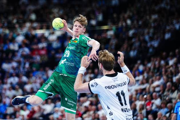 Throw Goal Friedrich Schmitt SC DHfK Leipzig, 29 GER, THW Kiel vs SC DHfK Leipzig, Handball, Bundesliga, Matchday, 31, Season 2024 2025, 28 05 2025 GER, THW Kiel vs SC DHfK Leipzig, Handball, Bundesliga, Matchday, 31, Season 2024 2025, 28 05 2025 Kiel Copyright: xEibner-Pressefoto MarcelxvonxFehrnx EP_MFN