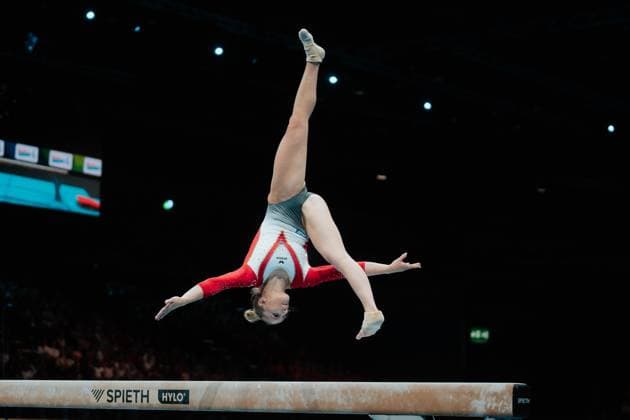 Bilder des Jahres 2025, Sport 05 Mai Sport Bilder des Tages Leipzig, Germany, May 28th 2025 Karina Schönmaier (GER) at a jump with somersault at the Balance Beam during the Mixed Team Final at the Artistic Gymnastics European Championships in Leipzig, Germany. (Gabor Baumgarten SPP)  Copyright: xGaborxBaumgartenx xSPPx spp-en-GaBaSp-Gymnastics Europeans Mixed Team_2025_Gabor_Baumgarten-04096