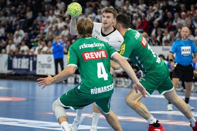 DAIKIN HBL THW Kiel vs SC DHfK Leipzig 28 05 25 Emil Wernsdorf Madsen Nr 45, THW Kiel vs Andri Runarsson Nr 04, SC DHfK Leipzig and Marko Mamic Nr 14, SC DHfK Leipzig DAIKIN HBL THW Kiel vs SC DHfK Leipzig, Wunderino Arena on 28 05 25 Copyright: xBEAUTIFULxSPORTS MarioxM.xKobergx