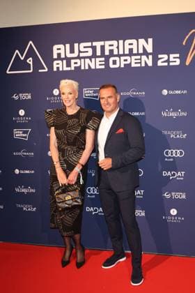 GOLF - Austrian Alpine Open HENNDORF,AUSTRIA,28.MAY.25 - GOLF - DP World Tour, Austrian Alpine Open Night, Golfclub Gut Altentann. Image shows Brigitte Nielsen and Dieter Ehrengruber (Gut Eiderbichl).  GEPAxpictures xMathiasxMandl