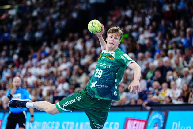 Throw Goal Friedrich Schmitt SC DHfK Leipzig, 29 GER, THW Kiel vs SC DHfK Leipzig, Handball, Bundesliga, Matchday, 31, Season 2024 2025, 28 05 2025 GER, THW Kiel vs SC DHfK Leipzig, Handball, Bundesliga, Matchday, 31, Season 2024 2025, 28 05 2025 Kiel Copyright: xEibner-Pressefoto MarcelxvonxFehrnx EP_MFN