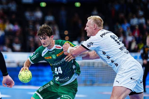 Stephan Seitz SC DHfK Leipzig, 44 , Patrick Wiencek THW Kiel, 17 GER, THW Kiel vs SC DHfK Leipzig, Handball, Bundesliga, Matchday, 31, Season 2024 2025, 28 05 2025 GER, THW Kiel vs SC DHfK Leipzig, Handball, Bundesliga, Matchday, 31, Season 2024 2025, 28 05 2025 Kiel Copyright: xEibner-Pressefoto MarcelxvonxFehrnx EP_MFN