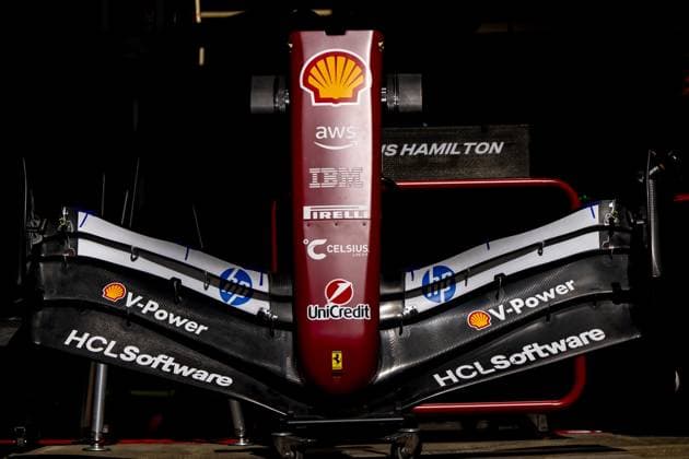 BARCELONA - A front wing of Ferrari s team at the Circuit de Barcelona-Catalunya ahead of the Spanish Grand Prix. ANP SANDER KING xVIxANPxSportx xxANPxIVx 528948702 originalFilename: 528948702.jpg
