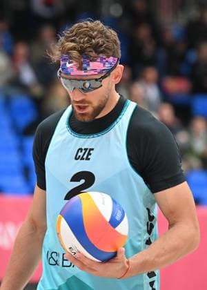 Jiri Sedlak of Czech Republic during the Group B men match Stefan Boermans and Yorick de Groot of Netherlands vs Jakub Sepka and Jiri Sedlak of Czech Republic at the Pro Tour Elite Beach volleyball, Beachvolleyball tournament in Ostrava, Czech Republic, May 29, 2025. (CTKxPhoto JaroslavxOzana) CTKPhotoP2025052905075  CTKPhotoP2025052905075