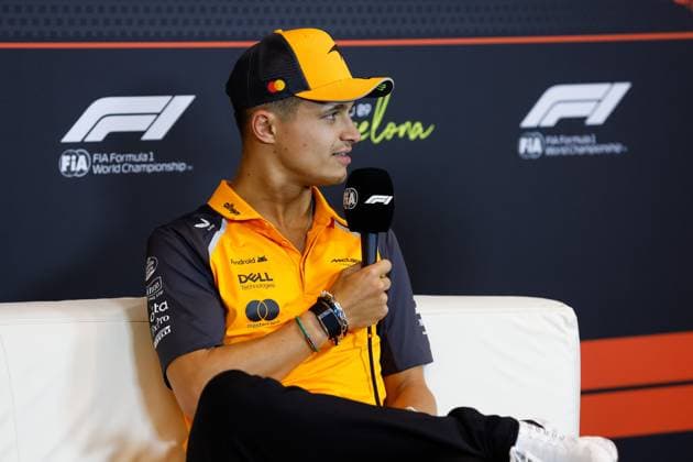 F1 - SPANISH GRAND PRIX 2025 NORRIS Lando (gbr), McLaren F1 Team MCL39, portrait in the press conference, PK, Pressekonferenz during the Formula 1 Aramco Gran Premio de Espana 2025, Spanish Grand Prix 2025, 9th round of the 2025 FIA Formula One World Championship, WM, Weltmeisterschaft from May 30 to June 1, 2025 on the Circuit de Barcelona-Catalunya, in Montmelo, Spain - MontmeloSpain Copyright: xJavierxJimenezx