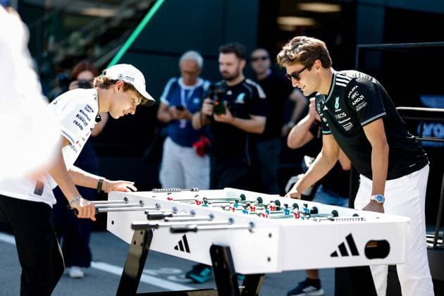 12 Andrea Kimi Antonelli ITA, Mercedes AMG Petronas F1 Team , 63 George Russell GBR, Mercedes AMG Petronas F1 Team , F1 Grand Prix of Spain at Circuit de Barcelona Catalunya on May 29, 2025 in Barcelona, Spain Photo by HOCH ZWEI Barcelona Spain