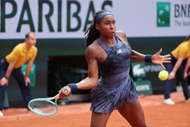 Second-seeded Coco Gauff of the US plays against Czech Tereza Valentova during their second round match of the French Tennis Open at Roland Garros in Paris, France, on Thursday, May 29, 2025. Gauff won 6-2, 6-4.  PAR20250529118 MAYAxVIDON-WHITE