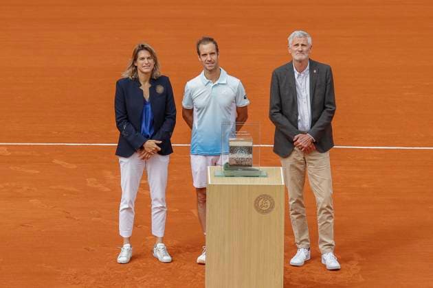 May 29, 2025, Paris, Paris, France: Amo lie Mauresmo, Richard Gasquet and Gilles Moretton during the tribute to Richard Gasquet for his career during the tennis Grand Slam of Roland Garros 2025, match between at Roland Garros Stadium - on May 29 2025.Paris - France Paris France - ZUMAb253 20250529_zsp_b253_121 Copyright: xLoicxBaratouxx