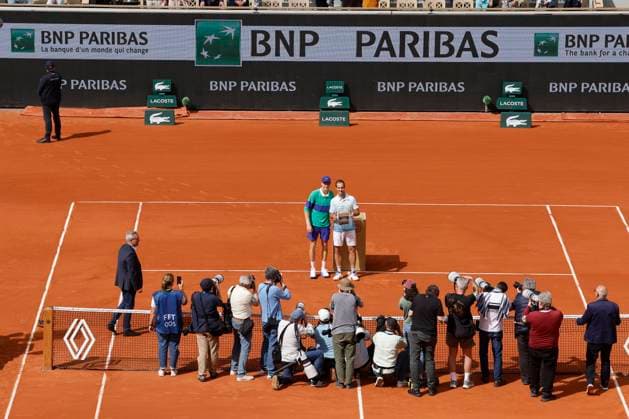 May 29, 2025, Paris, Paris, France: Richard Gasquet (FRA) and Jannik Sinner (ITA) during the tribute to Richard Gasquet for his career during the tennis Grand Slam of Roland Garros 2025, match between at Roland Garros Stadium - on May 29 2025.Paris - France Paris France - ZUMAb253 20250529_zsp_b253_137 Copyright: xLoicxBaratouxx
