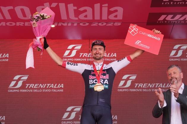 Denz Nico of Red Bull - Bora - Hansgrohe, stage winner, during the stage 18 of the Giro d™Italia from Morbegno to Cesano Maderno, Italy - Thursday, May 29, 2025. - cycling.  Copyright: xMassimoxPaolone LaPressex