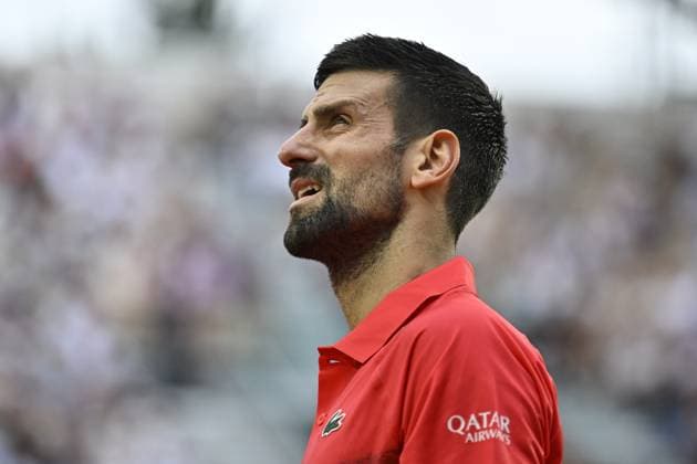2025 Roland-Garros - Day 5 PARIS, FRANCE - MAY 29: Novak Djokovic of Serbia in action against Corentin Moutet (not seen) of France during the Men s Singles Second Round match on Day Five of the 2025 French Open at Roland Garros in Paris, France on May 29, 2025. Burak Akbulut Anadolu Paris France. Editorial use only. Please get in touch for any other usage.  Copyright: x2025xAnadoluxBurakxAkbulutx