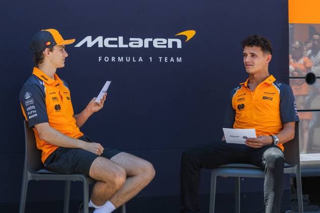 2025 Formula One Spanish Grand Prix Circuit de Catalunya, Barcelona, Spain. 29.May.2025; Lando Norris and Oscar Piastri of McLaren F1 Team during Formula One Spanish Grand Prix Barcelona Circuit de Catalunya SPAIN Copyright: xJayxHiranox