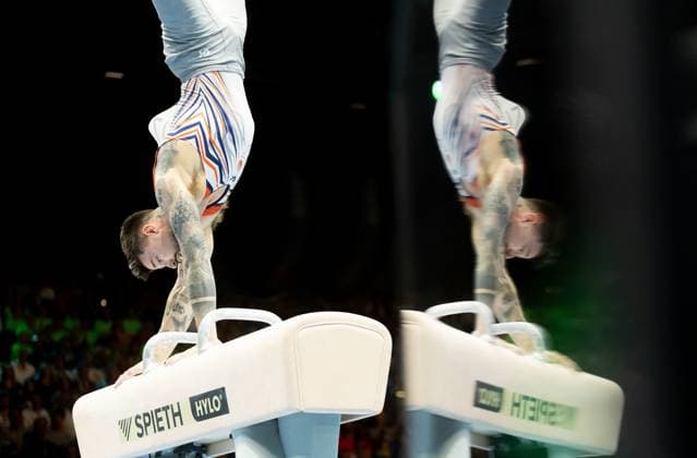 Bilder des Jahres 2025, Sport 05 Mai Sport Bilder des Tages LEIPZIG - Casimir Schmidt in action during the all-around finals at the European Gymnastics Championships in Leipzig, Germany. ANP IRIS VAN DEN BROEK xVIxANPxSportx xxANPxIVx 528965889 originalFilename: 528965889.jpg