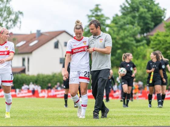 Jana Beuschlein VfB Stuttgart, 20 and Heiko Gerber VfB Stuttgart, Head Coach , VfB Stuttgart vs VfL Herrenberg, Football, Women WFV Verbandspokal Final, Season 2024 2025, 29 05 2025, VfB Stuttgart vs VfL Herrenberg, Football, Women WFV Verbandspokal Final, Season 2024 2025, 29 05 2025 Stuttgart Copyright: xEibner-Pressefoto MaxxVogelx EP_MVL