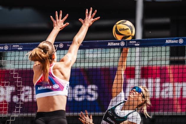 Beach Volleyball Women Allianz German Beach Tour 2025 Tourstop Hamburg 29 05 2025 f l Mila Jancar and Nina Interwies Hamburg Active City Arena Heiligengeistf Hamburg Germany