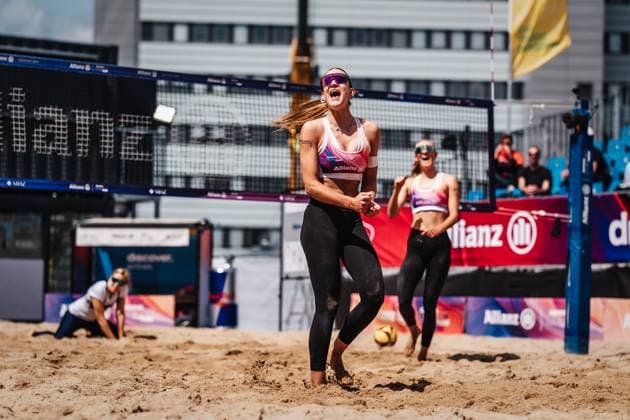 Beach Volleyball Women Allianz German Beach Tour 2025 Tourstop Hamburg 29 05 2025 Mila Jancar cheers Hamburg Active City Arena Heiligengeistf Hamburg Germany