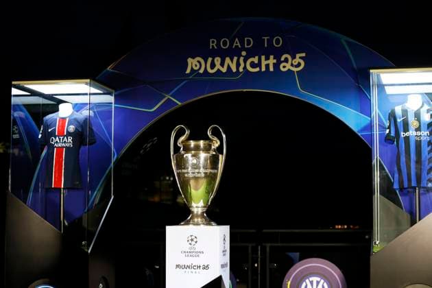 May 30, 2025, Munich, Germany: The Champions League trophy seen during the Champions Festival Village ahead of the UEFA Champions League Final 2025 between Paris Saint-Germain and FC Internazionale Milano. Munich Germany - ZUMAs197 20250530_aaa_s197_009 Copyright: xMohammadxJavadxAbjoushakx
