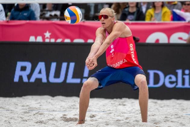 Matyas Dzavoronok of Czech Republic in action during the Group D men match Maximilian Just and Philipp Huster of Germany vs Tadeas Trousil and Matyas Dzavoronok of Czech Republic at the Pro Tour Elite Beach volleyball, Beachvolleyball tournament in Ostrava, Czech Republic, May 30, 2025. (CTKxPhoto VladimirxPrycek) CTKPhotoP2025053002843  CTKPhotoP2025053002843