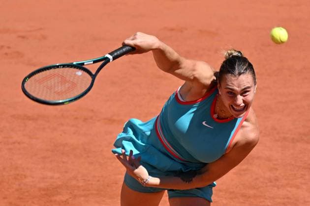 2025 Roland-Garros - Day 6 PARIS, FRANCE - MAY 30: Aryna Sabalenka in action against Olga Danilovic (not seen) of Serbia during their women s singles match on day 6 of the French Open tennis tournament at the Roland-Garros Complex in Paris, France on May 30, 2025. Mustafa Yalcin Anadolu Paris France. Editorial use only. Please get in touch for any other usage.  Copyright: x2025xAnadoluxMustafaxYalcinx