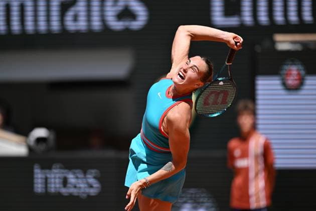 2025 Roland-Garros - Day 6 PARIS, FRANCE - MAY 30: Aryna Sabalenka in action against Olga Danilovic (not seen) of Serbia during their women s singles match on day 6 of the French Open tennis tournament at the Roland-Garros Complex in Paris, France on May 30, 2025. Mustafa Yalcin Anadolu Paris France. Editorial use only. Please get in touch for any other usage.  Copyright: x2025xAnadoluxMustafaxYalcinx