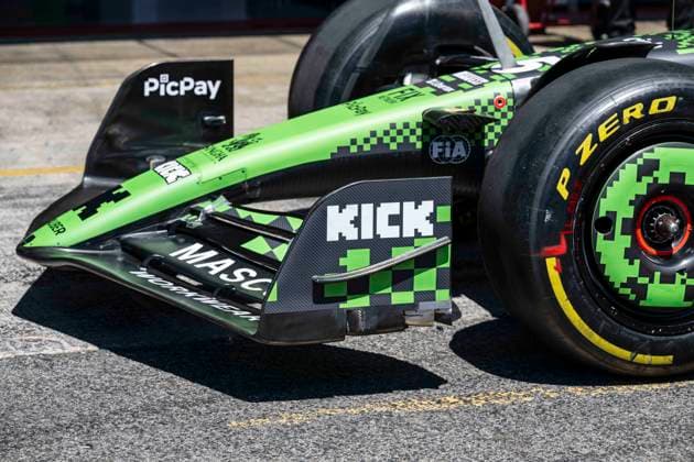 F1 - SPANISH GRAND PRIX 2025 Stake F1 Team Kick C45, mechanical detail, front wing, during the Formula 1 Aramco Gran Premio de Espana 2025, Spanish Grand Prix 2025, 9th round of the 2025 FIA Formula One World Championship, WM, Weltmeisterschaft from May 30 to June 1, 2025 on the Circuit de Barcelona-Catalunya, in Montmelo, Spain - MontmeloSpain  Copyright: xCharlyxLopezx