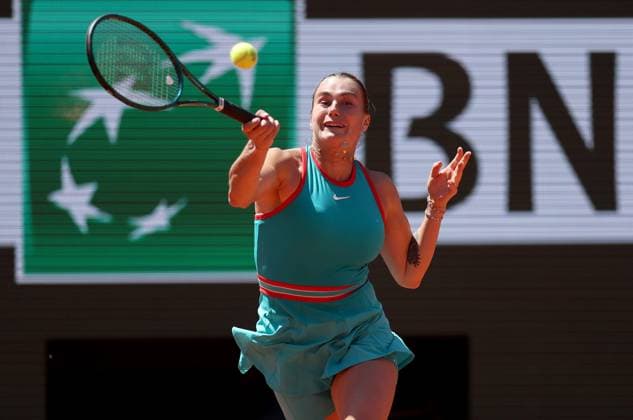 Aryna Sabalenka of Belarus in action French Open Tennis, Day Six, Tennis, Roland Garros, Paris, France - 30 May 2025 EDITORIAL USE ONLY No use with unauthorised audio, video, data, fixture lists, club league logos or live services. Online in-match use limited to 120 images, no video emulation. No use in betting, games or single club league player publications. Copyright: xEllaxLing Shutterstockx 15330909p