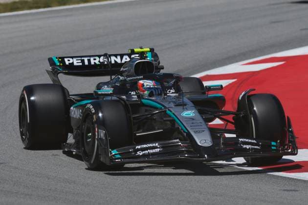 F1 Grand Prix of Spain - Practice Andrea Kimi Antonelli of Italy driving the (12) Mercedes AMG Petronas F1 Team W16 on track arrives in the Paddock during practice ahead of the F1 Grand Prix of Spain at Circuit de Barcelona-Catalunya on May 30, 2025, in Barcelona, Spain. Barcelona Circuit de Barcelona-Catalunya Catalunya Spain RL_F1GPESP2025_000155 Copyright: xRicardoxLarreinax