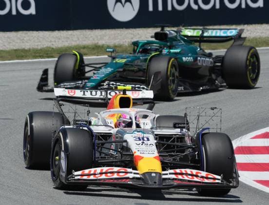 30 05 2025, Circuit de Catalunya, Barcelona, Formula 1 Aramco Grand Prix of Spain 2025 , pictured Liam Lawson NZL , Visa Cash App RB Formula One Team, Lance Stroll CAN , Aston Martin Aramco Cognizant Formula One Team Photo by Hasan Bratic DeFodi Images